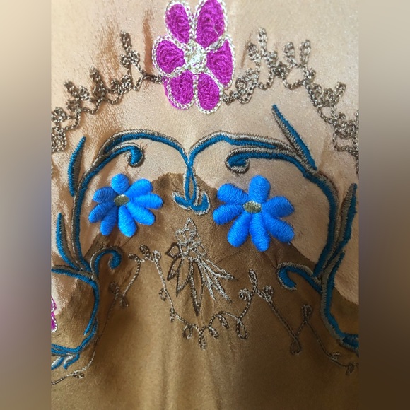 🧡Chasing Unicorns Stormy Weather embroidered silk slip dress apricot🧡 - Picture 6 of 10